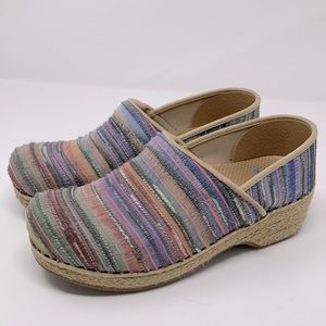 Dansko Jute Pro Stripe Multicolor Weave Vegan Espadrille Clog 37